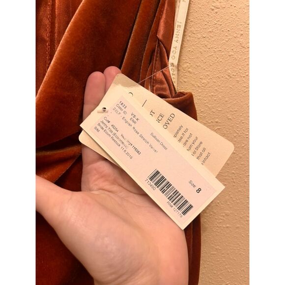 Jenny Yoo Sullivan Dress English Rose Stretch Velvet Gown - NWT Size 8 - Picture 4 of 7